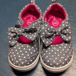 Toddler Sz 6 Polka Dot Kids Shoes with Bow Removable Insole